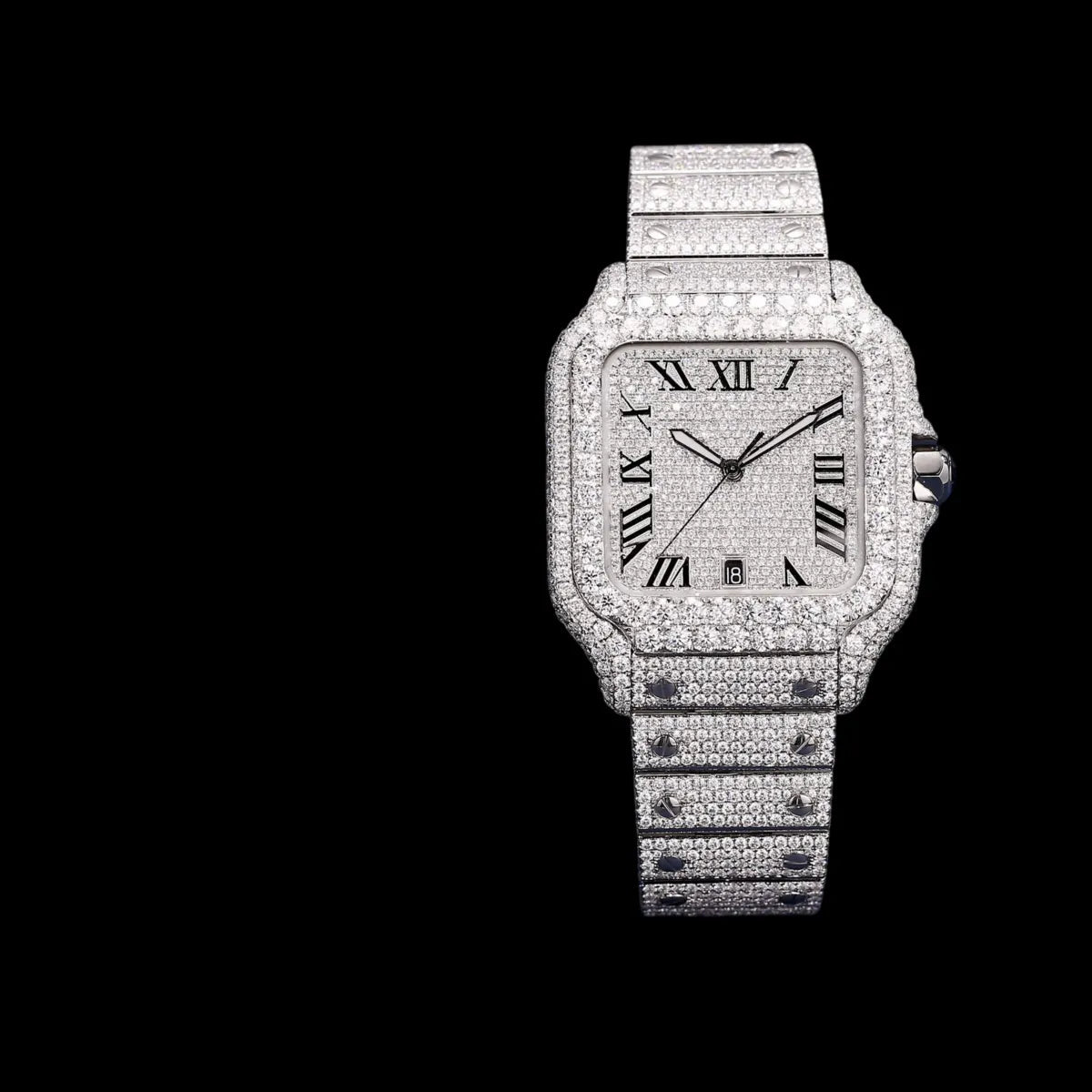 40mm Iced - Out VVS Moissanite Square Watch - TONGSHOP / Style:White Gold / WATCH
