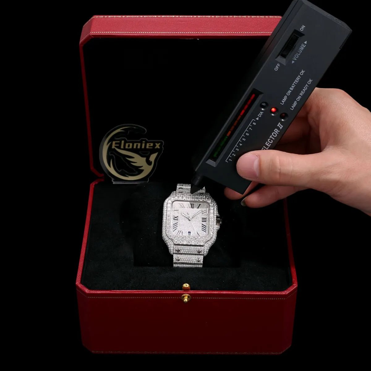 40mm Iced - Out VVS Moissanite Square Watch - TONGSHOP / Style:White Gold / WATCH