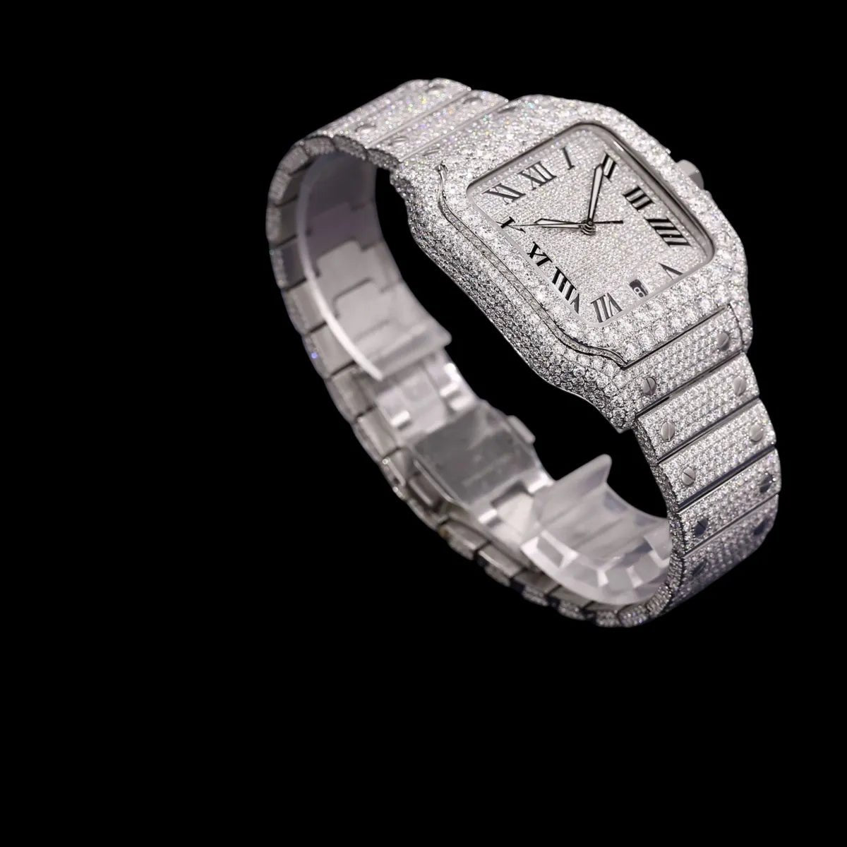 40mm Iced - Out VVS Moissanite Square Watch - TONGSHOP / Style:White Gold / WATCH