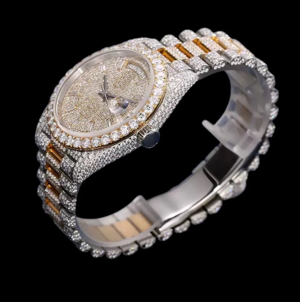 40mm Iced - Out Watch, White Gold Two - Tone - TONGSHOP / Style:White Gold / WATCH