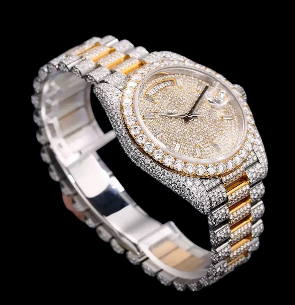 40mm Iced - Out Watch, White Gold Two - Tone - TONGSHOP / Style:White Gold / WATCH