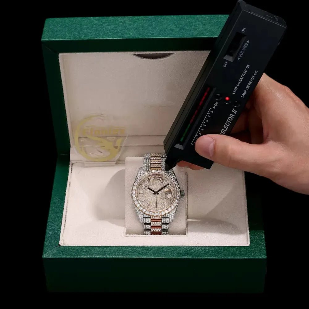 40mm Iced - Out Watch, White Gold Two - Tone - TONGSHOP / Style:White Gold / WATCH