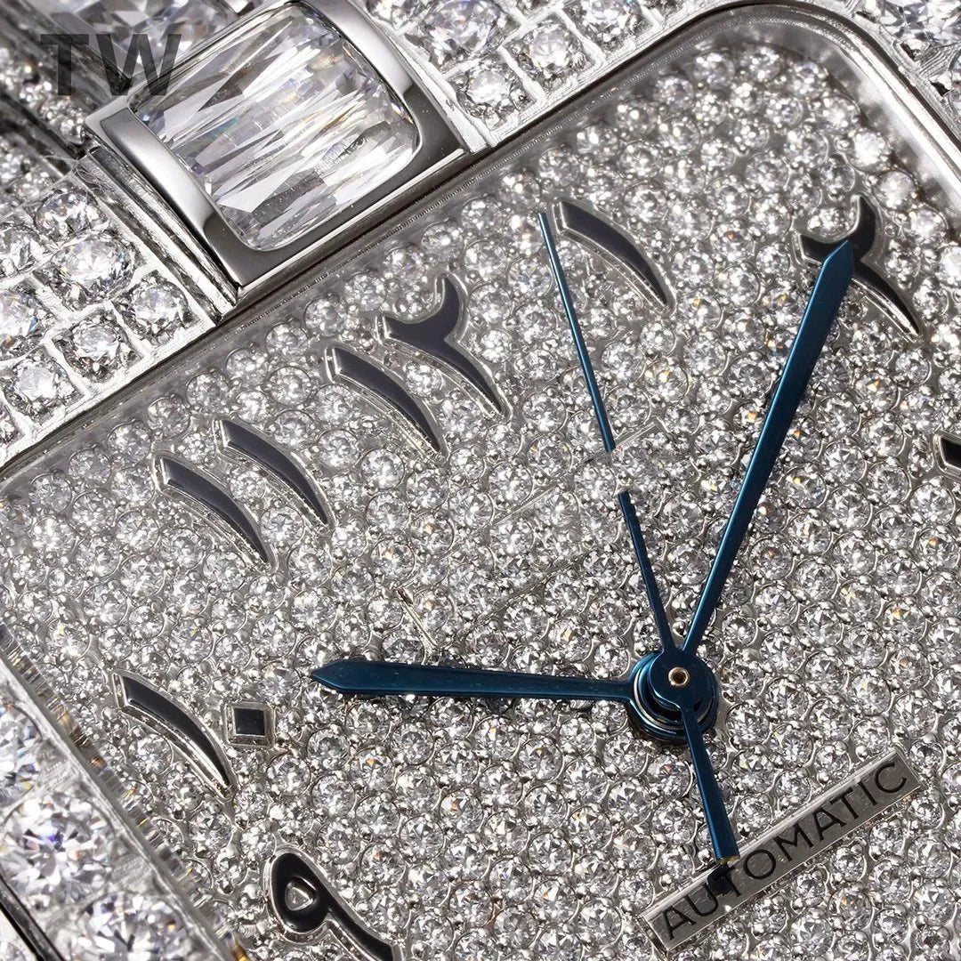 40mm Large Diamond VVS Moissanite Square Watch – Custom Edition - TONGSHOP / Color:White Gold / Color:Yellow Gold