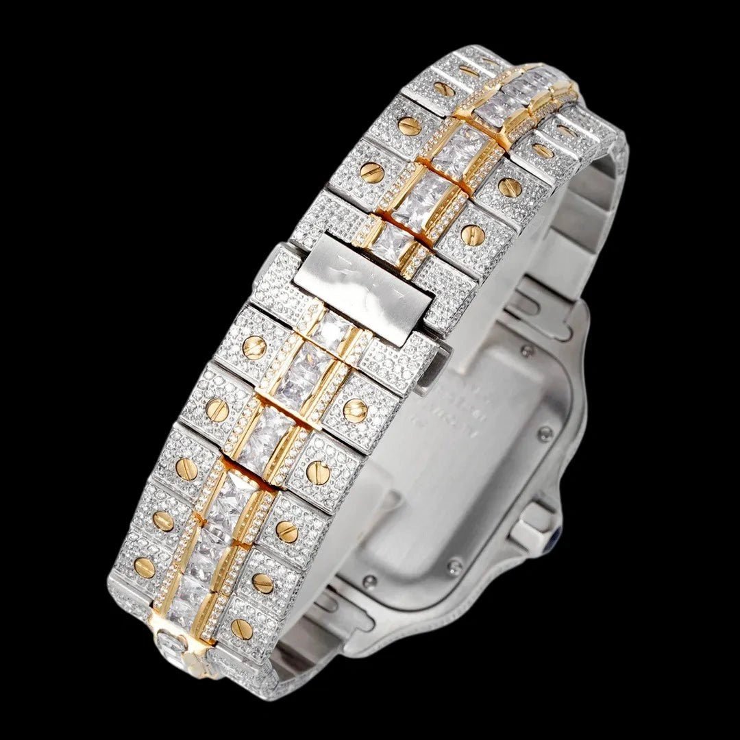 40mm Large Diamond VVS Moissanite Square Watch – Gold Limited Edition - TONGSHOP / Color:White Gold / Color:Yellow Gold