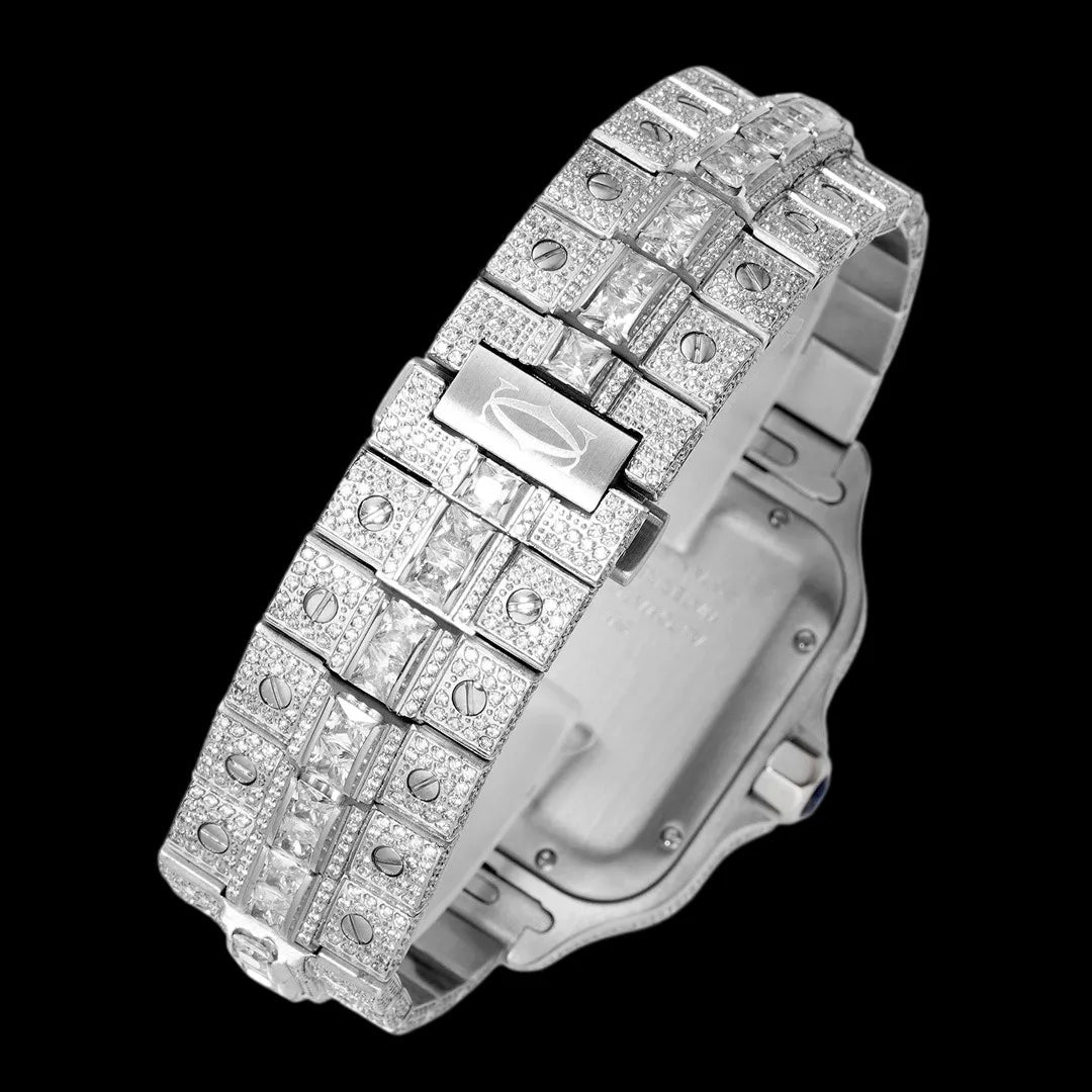 40mm Large Diamond VVS Moissanite Square Watch – Limited Edition - TONGSHOP / Color:White Gold / Color:Yellow Gold