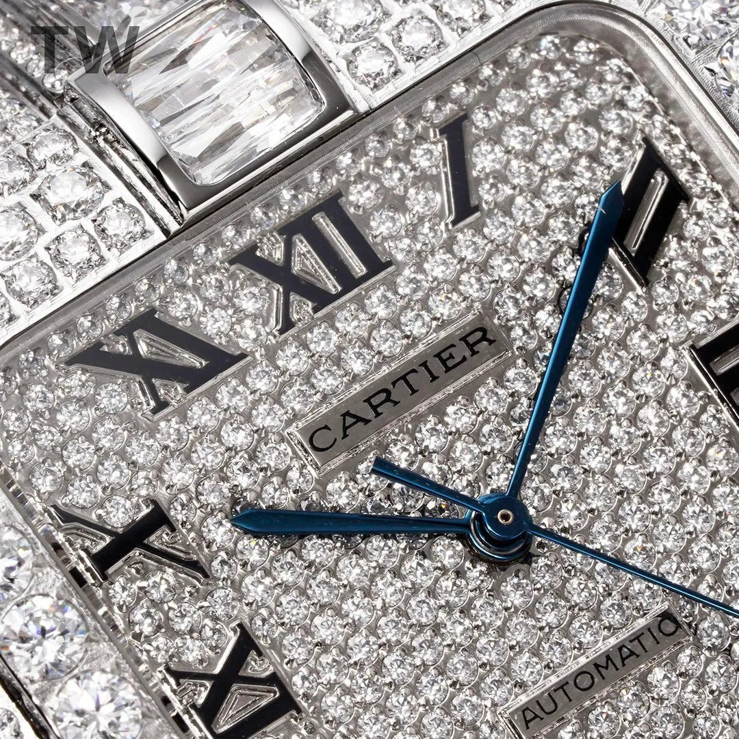 40mm Large Diamond VVS Moissanite Square Watch – Limited Edition - TONGSHOP / Color:White Gold / Color:Yellow Gold