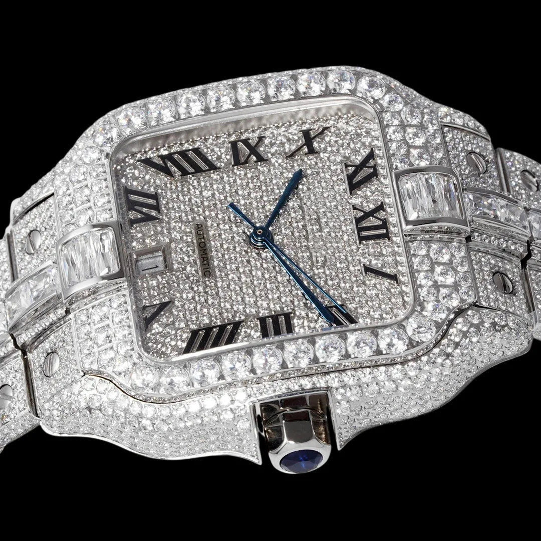 40mm Large Diamond VVS Moissanite Square Watch – Limited Edition - TONGSHOP / Color:White Gold / Color:Yellow Gold