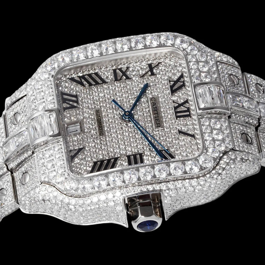 40mm Large Diamond VVS Moissanite Square Watch – Limited Edition - TONGSHOP / Color:White Gold / Color:Yellow Gold