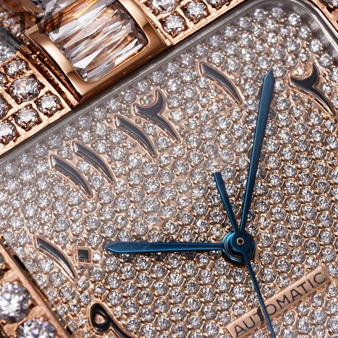 40mm Large VVS Moissanite Square Watch – Rose Gold Custom Edition - TONGSHOP / Color:White Gold / Color:Yellow Gold