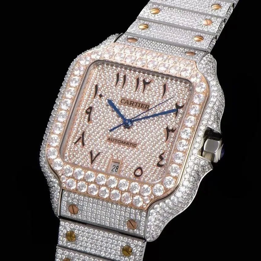40mm Luxury VVS Moissanite Square Watch - TONGSHOP / Color:Rose Gold / Color:White Gold