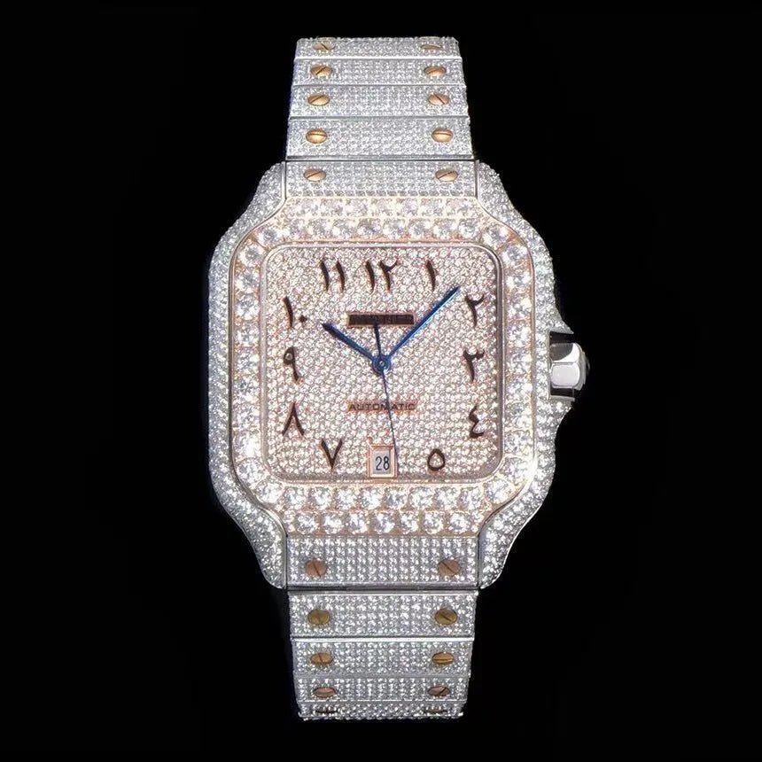 40mm Luxury VVS Moissanite Square Watch - TONGSHOP / Color:Rose Gold / Color:White Gold