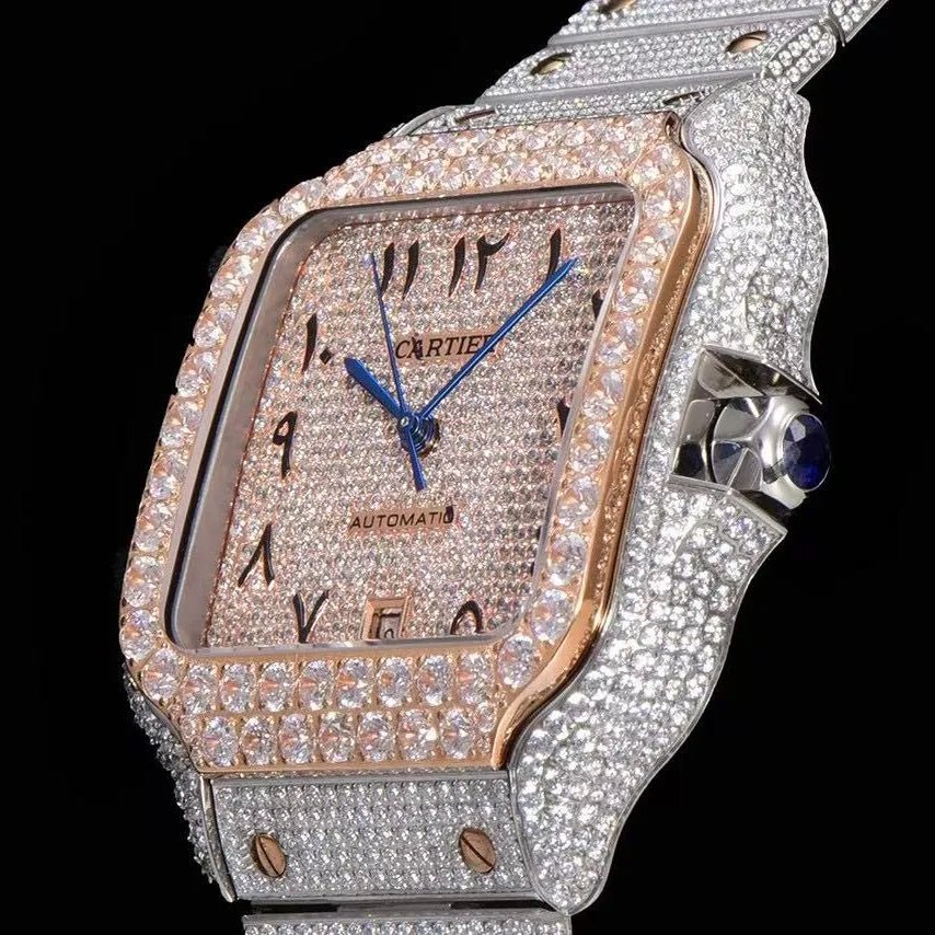 40mm Luxury VVS Moissanite Square Watch - TONGSHOP / Color:Rose Gold / Color:White Gold
