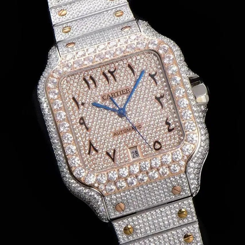 40mm Luxury VVS Moissanite Square Watch - TONGSHOP / Color:Rose Gold / Color:White Gold