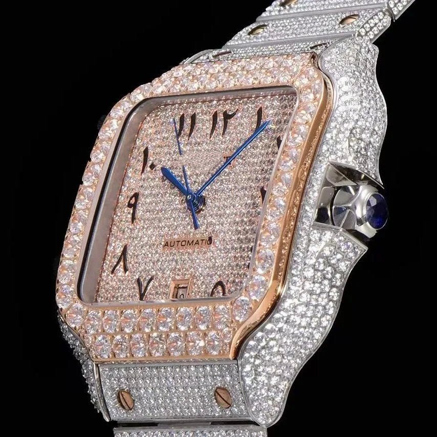40mm Luxury VVS Moissanite Square Watch - TONGSHOP / Color:Rose Gold / Color:White Gold