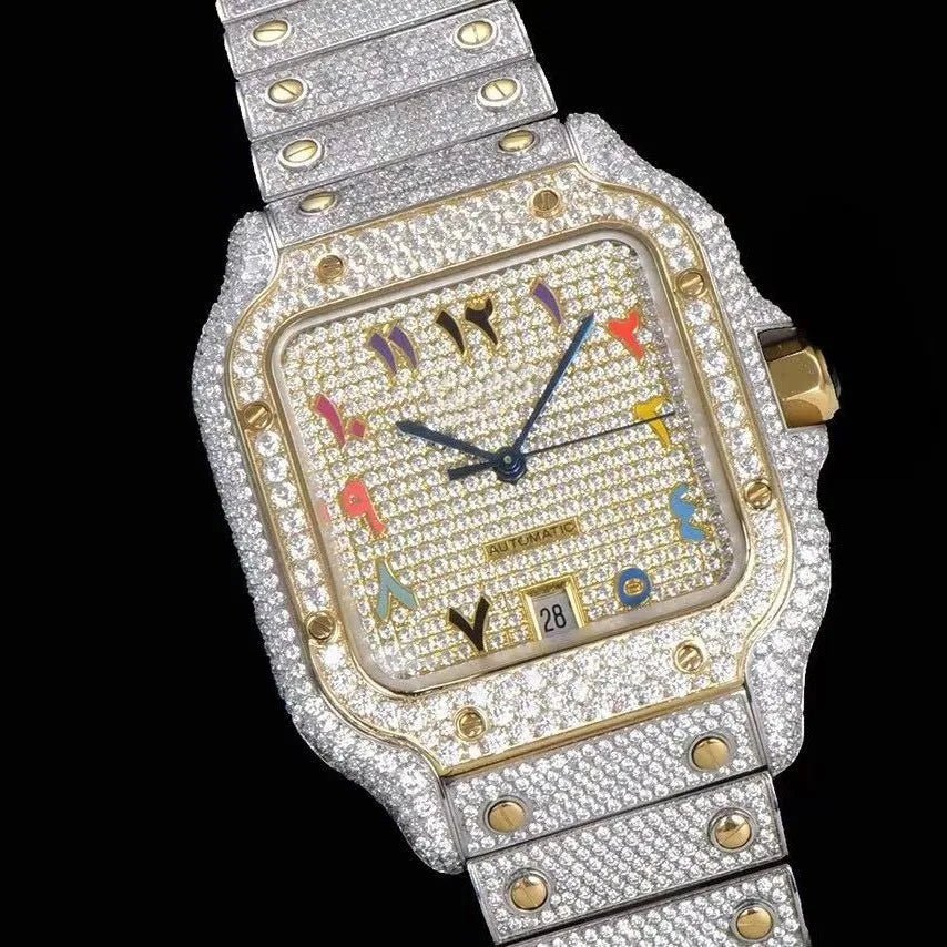 40mm Luxury VVS Moissanite Square Watch – Colored Edition - TONGSHOP / Color:Rose Gold / Color:White Gold