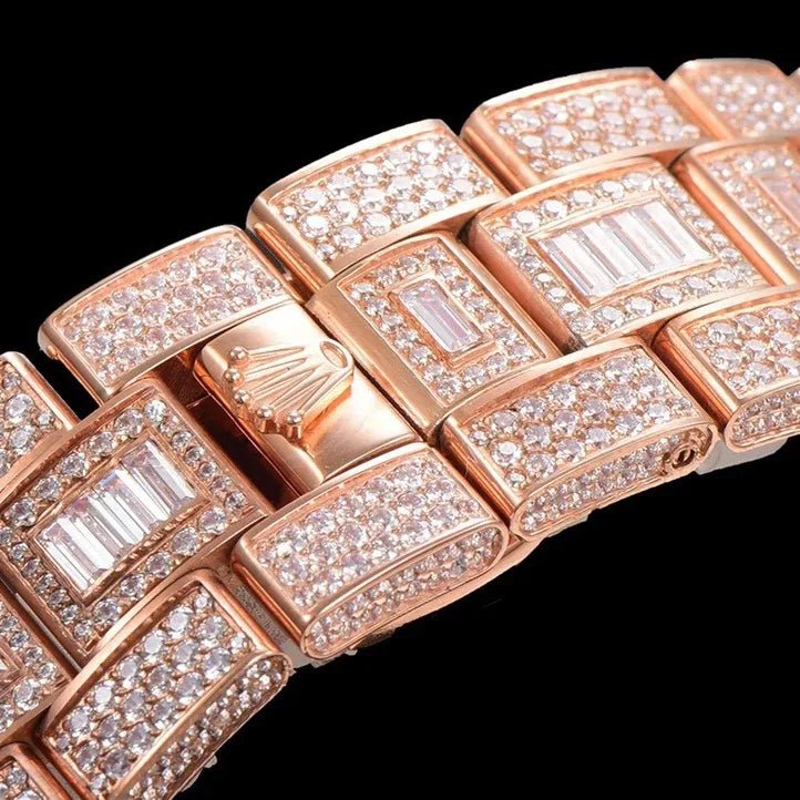 40mm Luxury VVS Moissanite Watch - Rose Gold - TONGSHOP / Color:White Gold / Style:White Gold