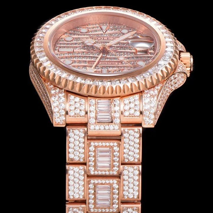 40mm Luxury VVS Moissanite Watch - Rose Gold - TONGSHOP / Color:White Gold / Style:White Gold