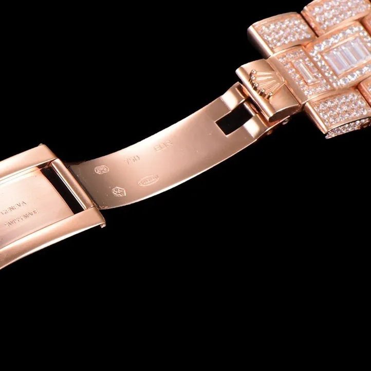 40mm Luxury VVS Moissanite Watch - Rose Gold - TONGSHOP / Color:White Gold / Style:White Gold