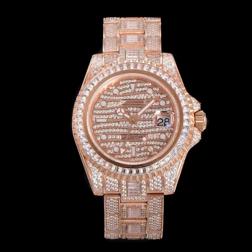 40mm Luxury VVS Moissanite Watch - Rose Gold - TONGSHOP / Color:White Gold / Style:White Gold