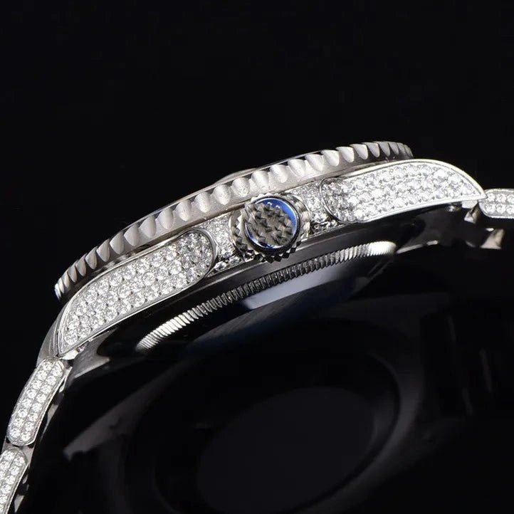 40mm Luxury VVS Moissanite Watch - White Gold - TONGSHOP / Color:White Gold / Style:White Gold
