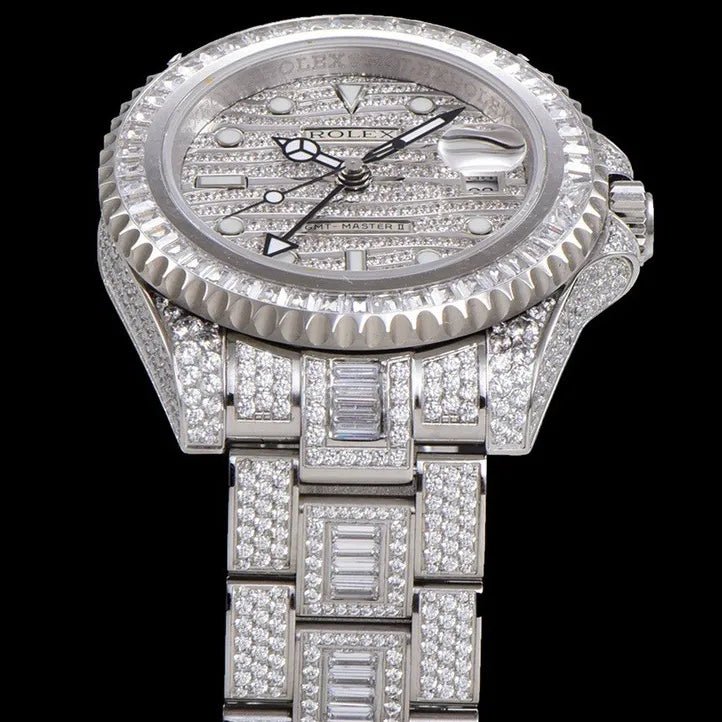40mm Luxury VVS Moissanite Watch - White Gold - TONGSHOP / Color:White Gold / Style:White Gold
