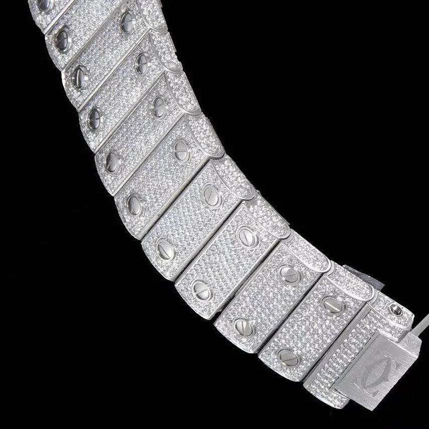 40mm VVS Moissanite Square Full - Diamond Watch - White Gold - TONGSHOP / Color:Rose Gold / Color:White Gold