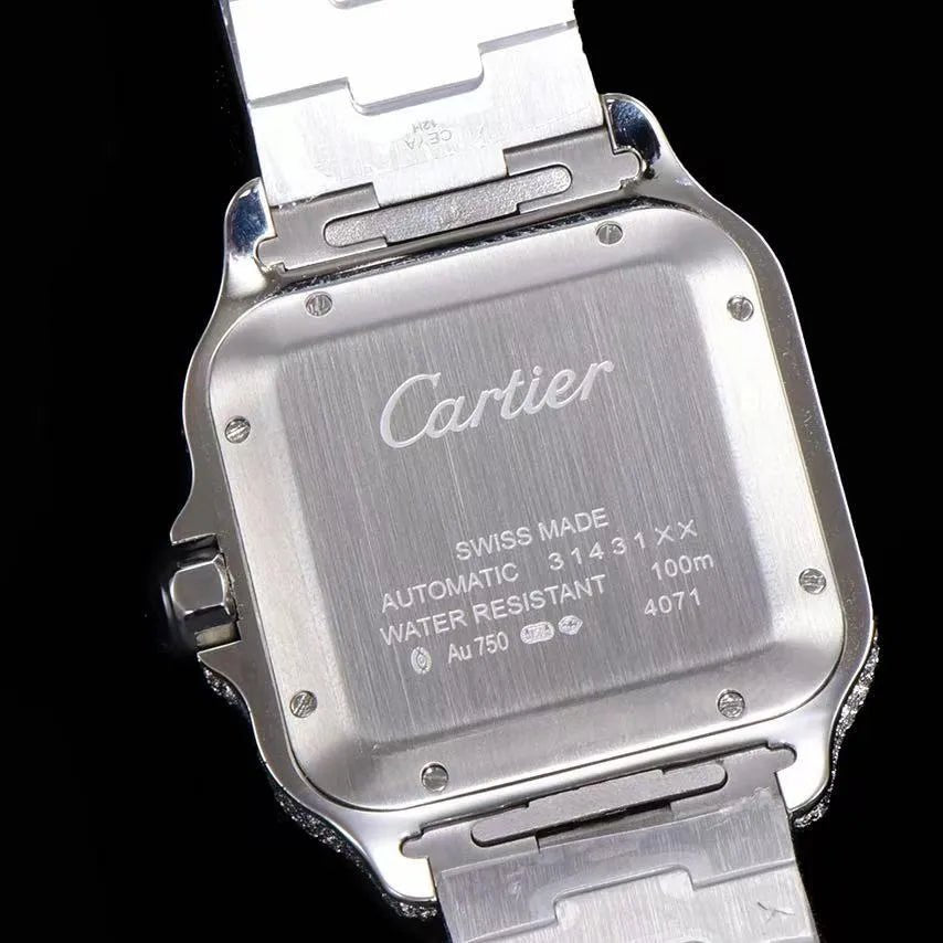 40mm VVS Moissanite Square Full - Diamond Watch - White Gold - TONGSHOP / Color:Rose Gold / Color:White Gold