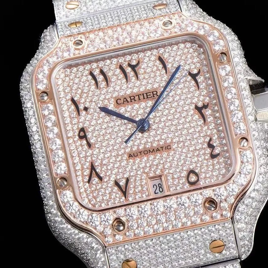 40mm VVS Moissanite Square Luxury Watch - Rose Gold - TONGSHOP / Color:Rose Gold / Color:White Gold