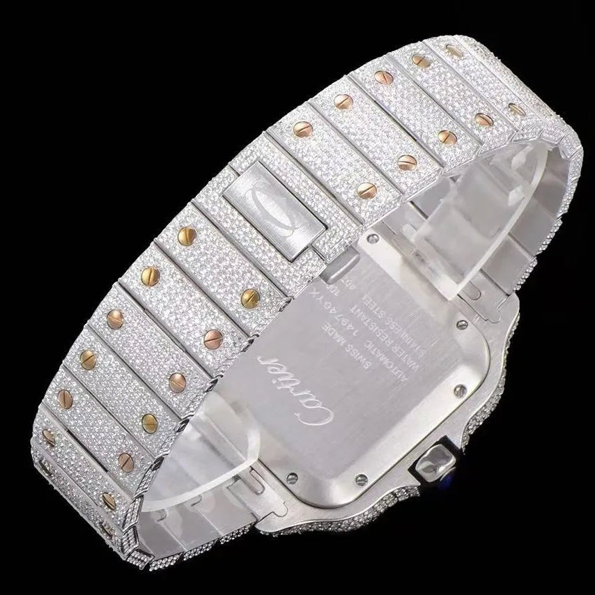 40mm VVS Moissanite Square Rose Gold Luxury Watch - TONGSHOP / Color:Rose Gold / Color:White Gold