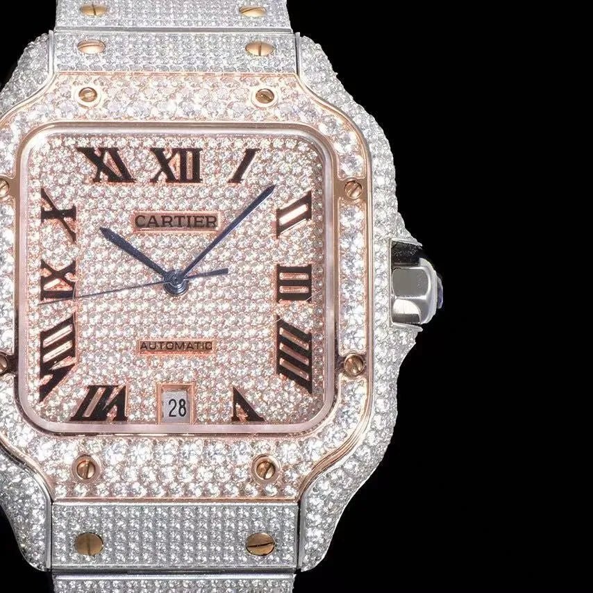 40mm VVS Moissanite Square Rose Gold Luxury Watch - TONGSHOP / Color:Rose Gold / Color:White Gold