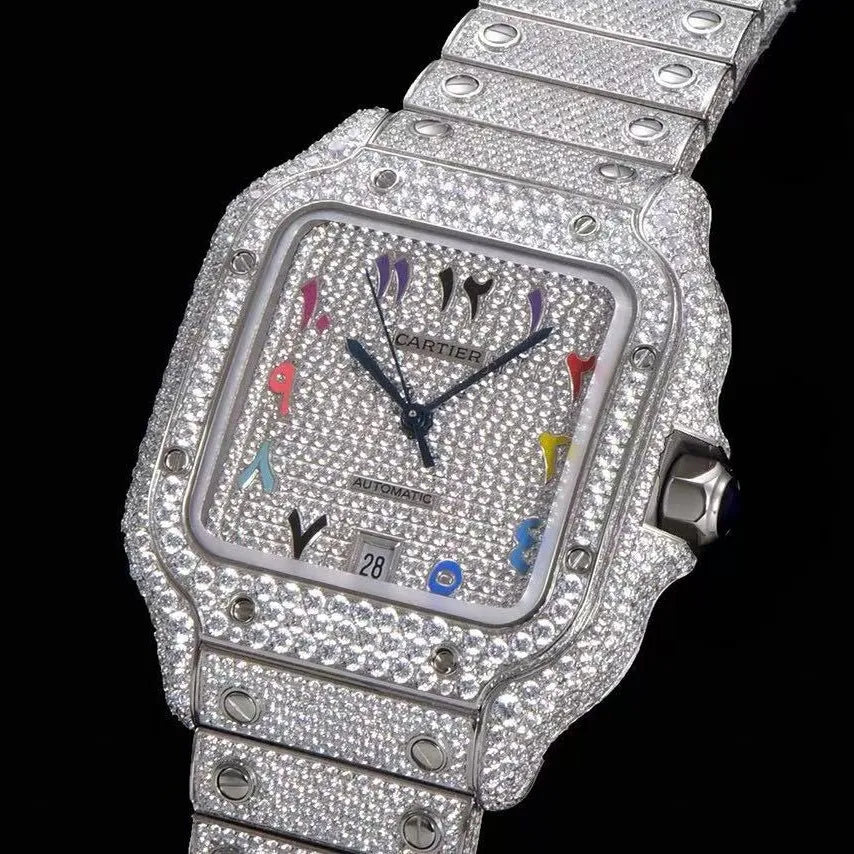 40mm VVS Moissanite Square Watch – Colored Edition - TONGSHOP / Color:Rose Gold / Color:White Gold
