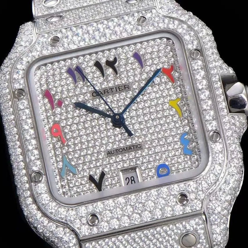 40mm VVS Moissanite Square Watch – Colored Edition - TONGSHOP / Color:Rose Gold / Color:White Gold