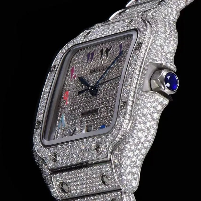 40mm VVS Moissanite Square Watch – Colored Edition - TONGSHOP / Color:Rose Gold / Color:White Gold