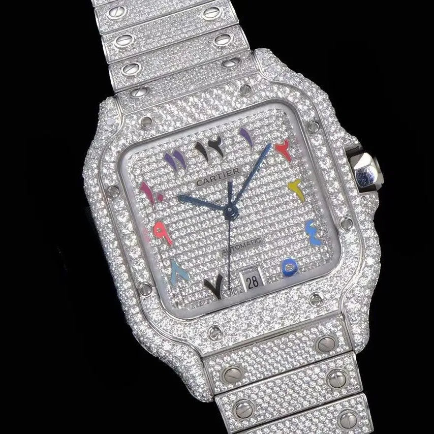 40mm VVS Moissanite Square Watch – Colored Edition - TONGSHOP / Color:Rose Gold / Color:White Gold
