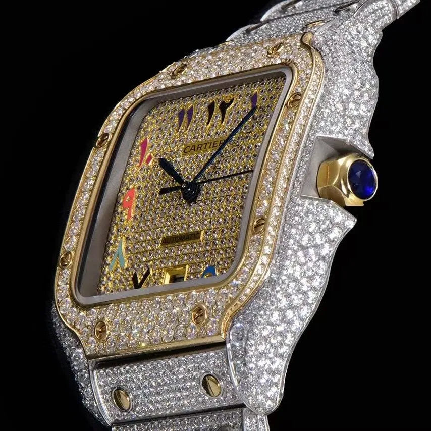 40mm Luxury VVS Moissanite Square Watch – Colored Edition