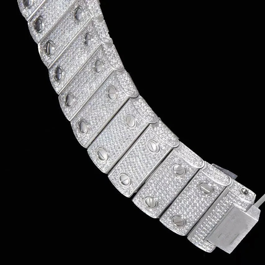 Orologio ghiacciato con moissanite VVS da 40mm, oro bianco bicolore