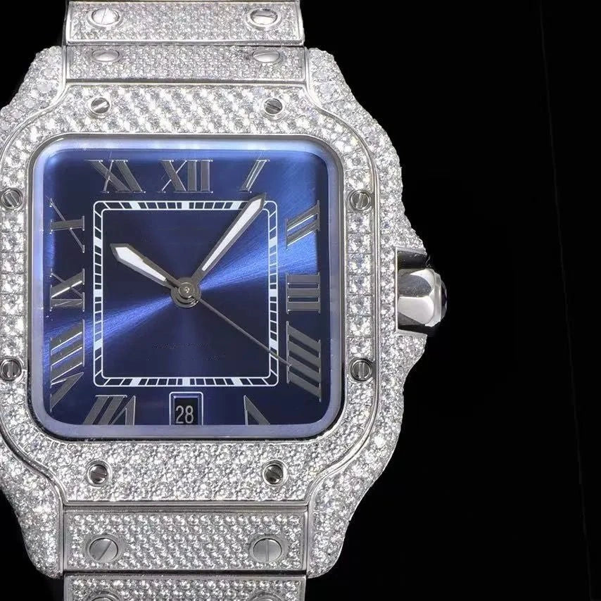 Orologio ghiacciato con moissanite VVS da 40mm, oro bianco bicolore