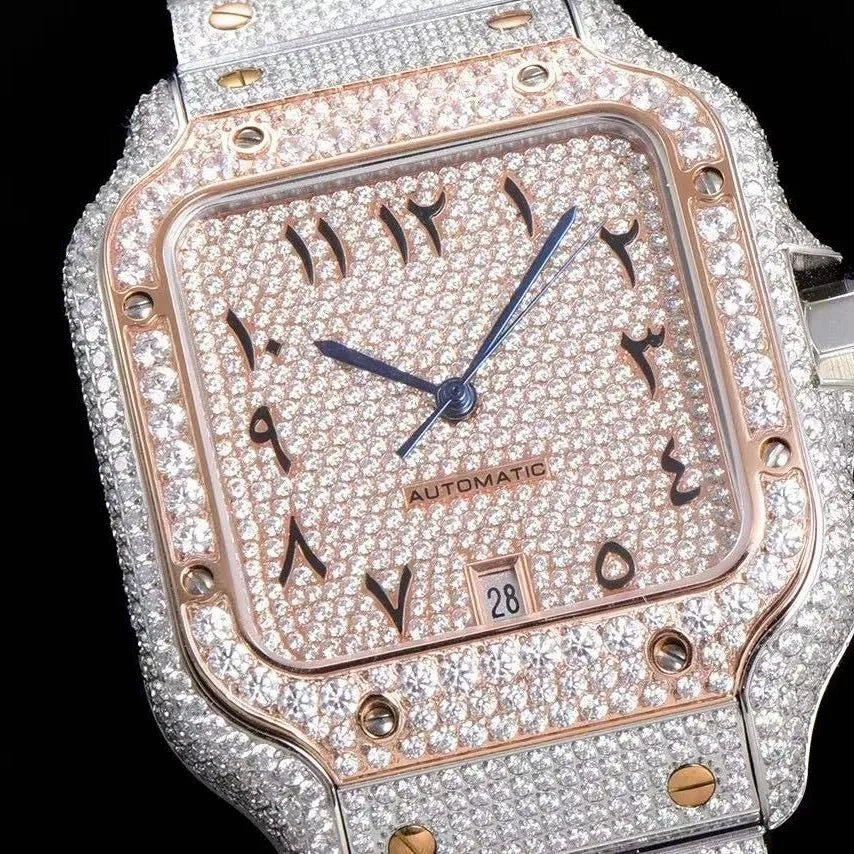 40mm VVS Moissanite Square Luxury Watch - Rose Gold