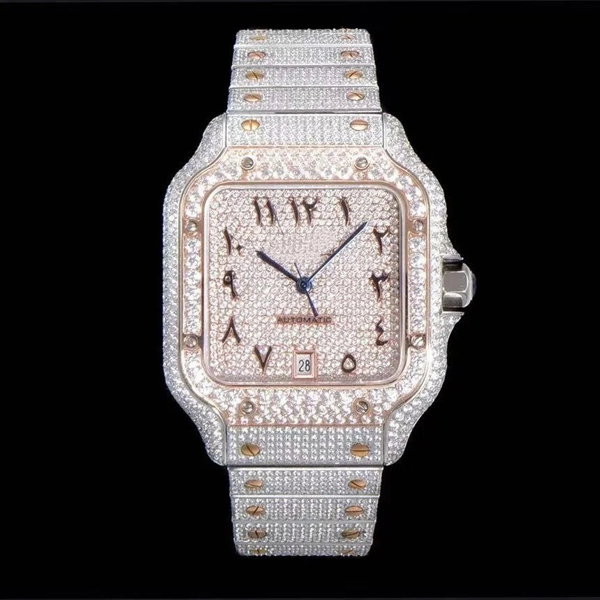 40mm VVS Moissanite Square Luxury Watch - Rose Gold