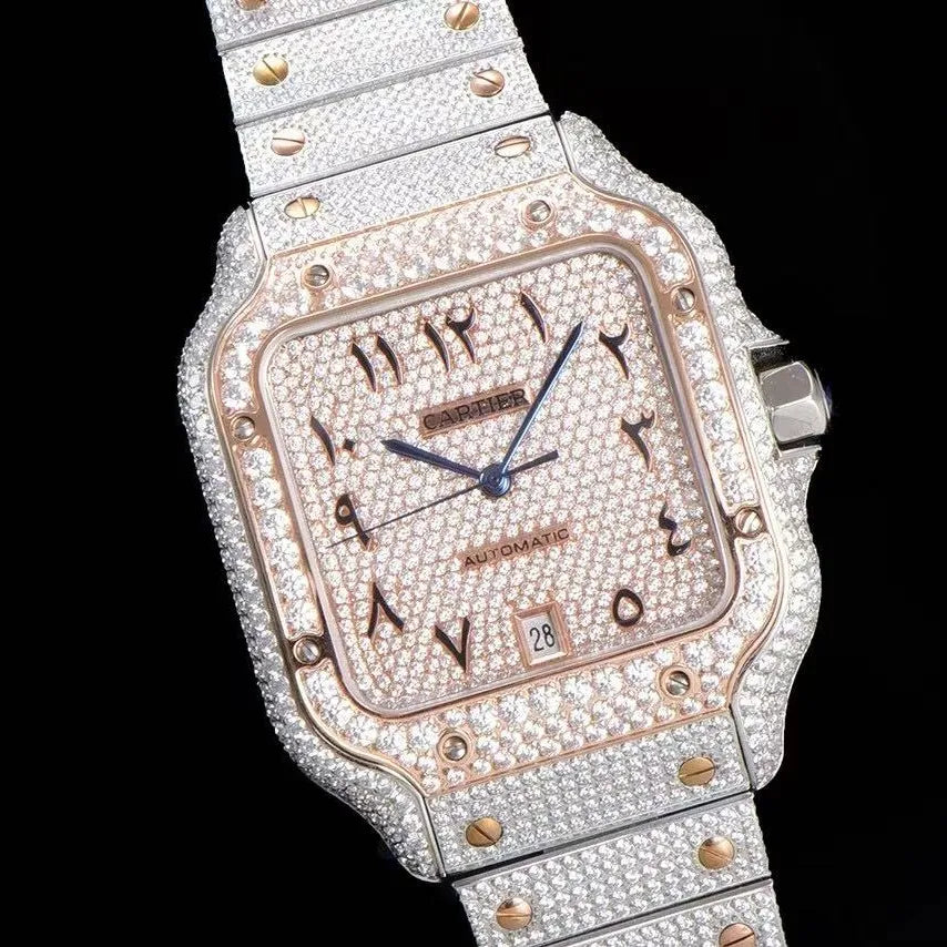 40mm VVS Moissanite Square Luxury Watch - Rose Gold