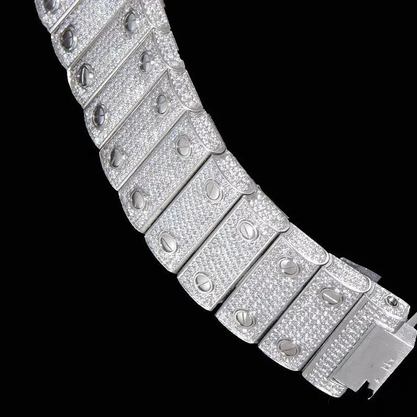 Montre glacée VVS Moissanite 40mm, or blanc bicolore