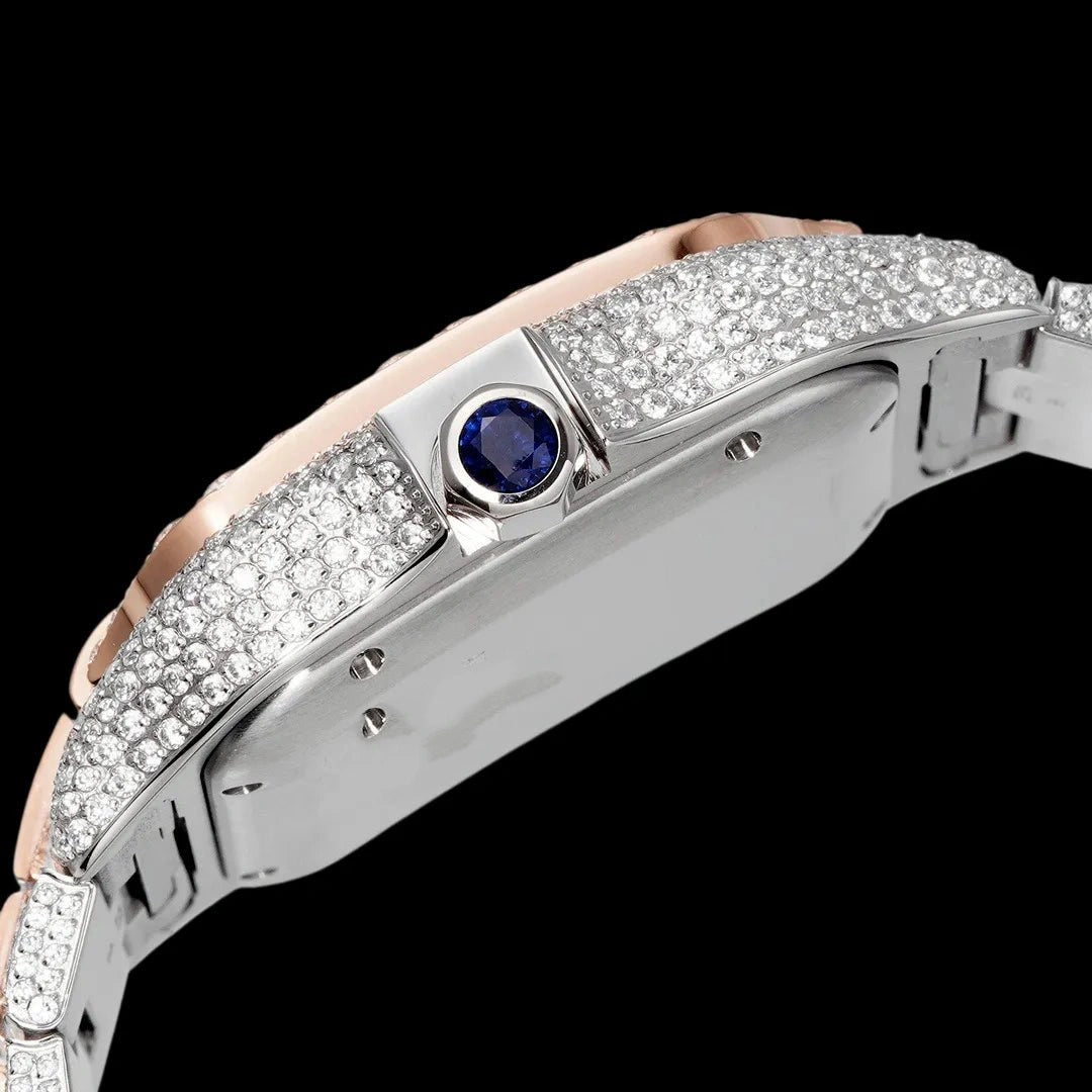 40mm Large VVS Moissanite Square Watch – Rose Gold Limited Edition