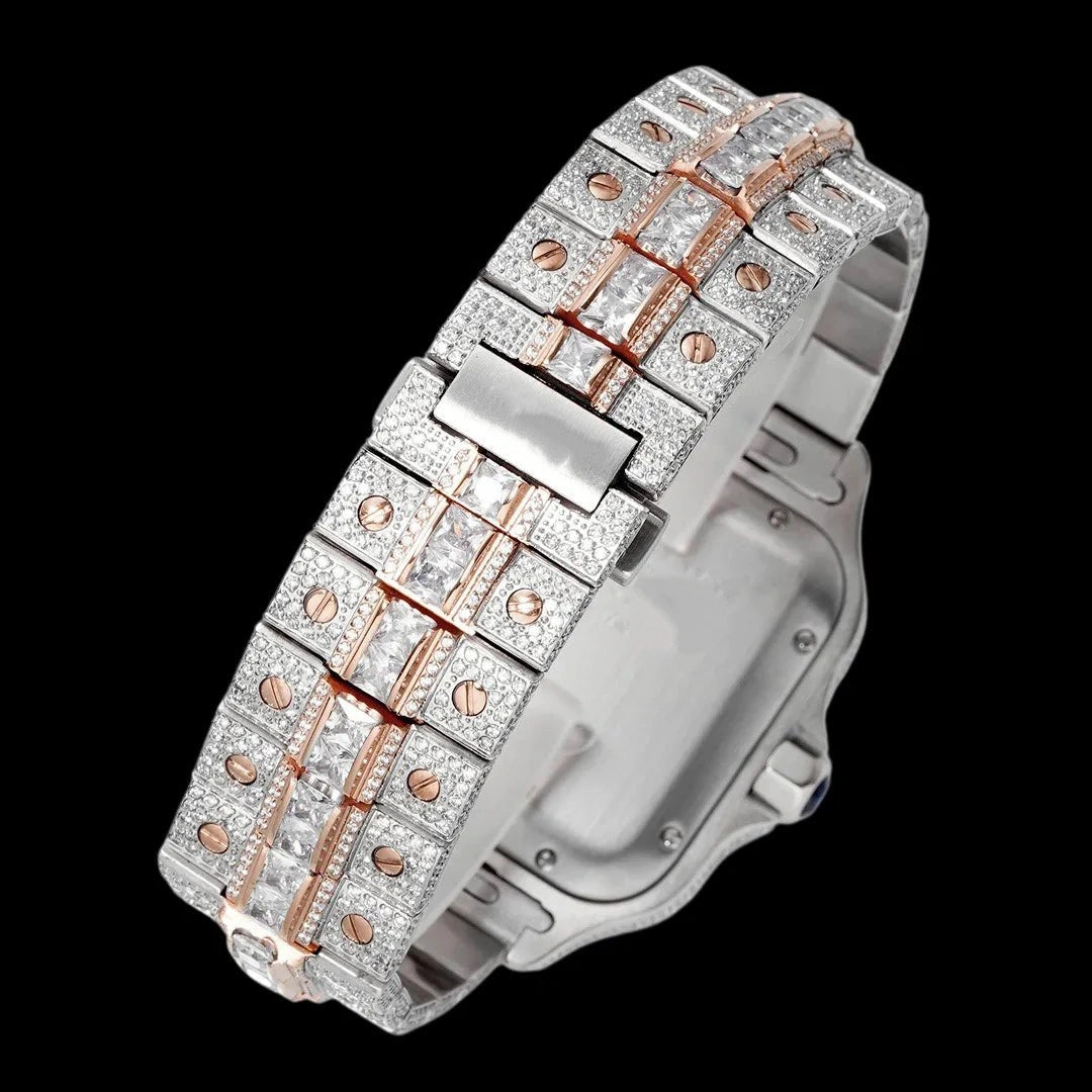 40mm Large VVS Moissanite Square Watch – Rose Gold Limited Edition