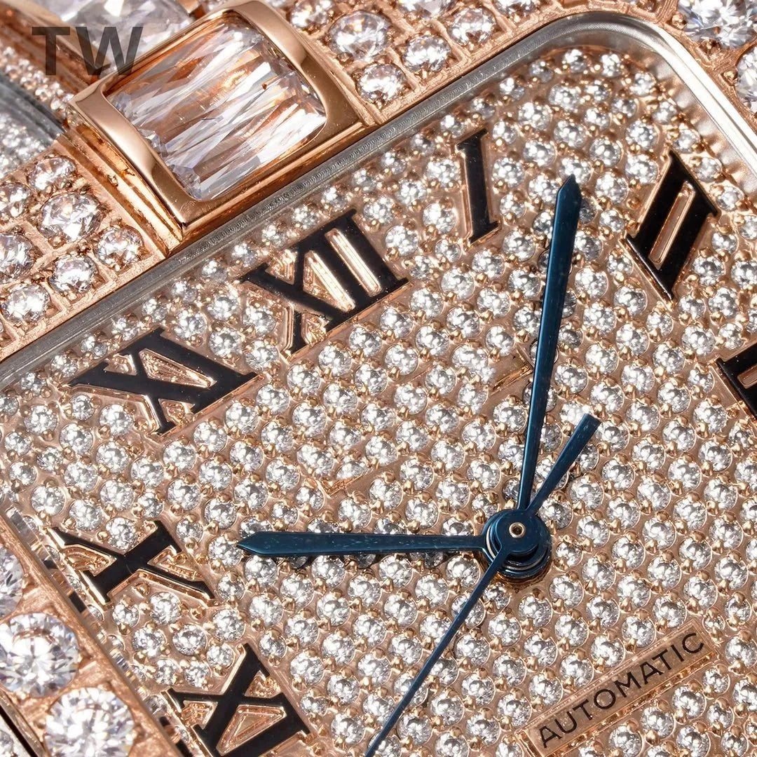 40mm Large VVS Moissanite Square Watch – Rose Gold Limited Edition