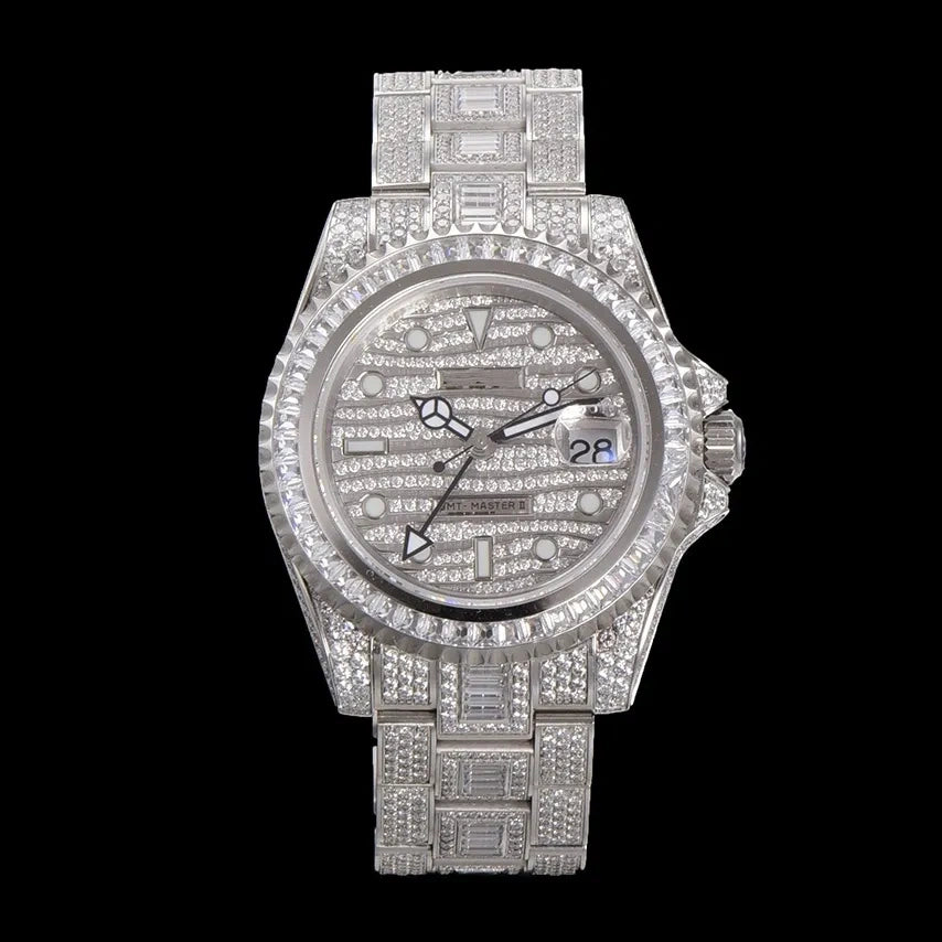 40mm Luxury VVS Moissanite Watch - White Gold