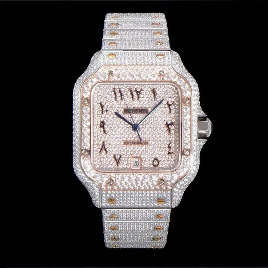40mm VVS Moissanite Square Luxury Watch - Rose Gold