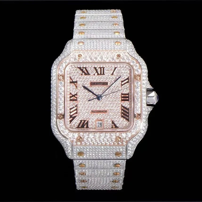 40mm VVS Moissanite Square Rose Gold Luxury Watch