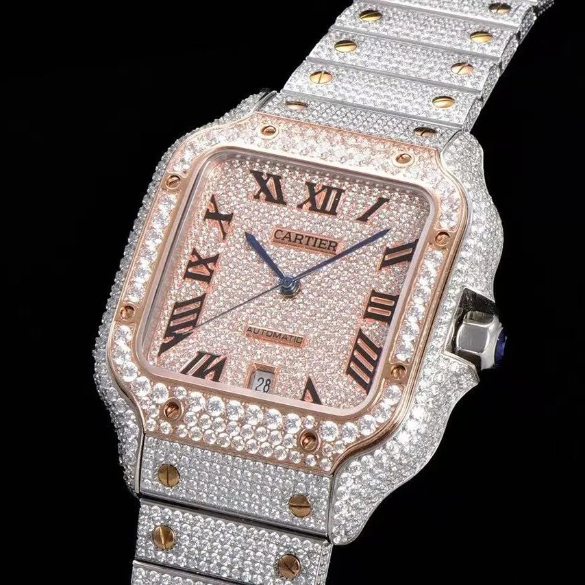 40mm VVS Moissanite Square Rose Gold Luxury Watch