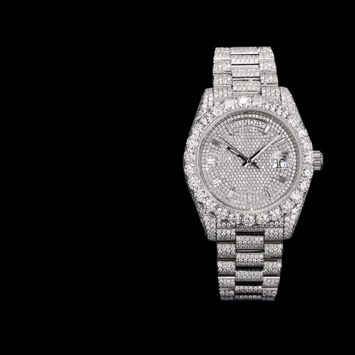 41mm Iced - Out VVS Moissanite Watch in White Gold - TONGSHOP / Style:White Gold / WATCH