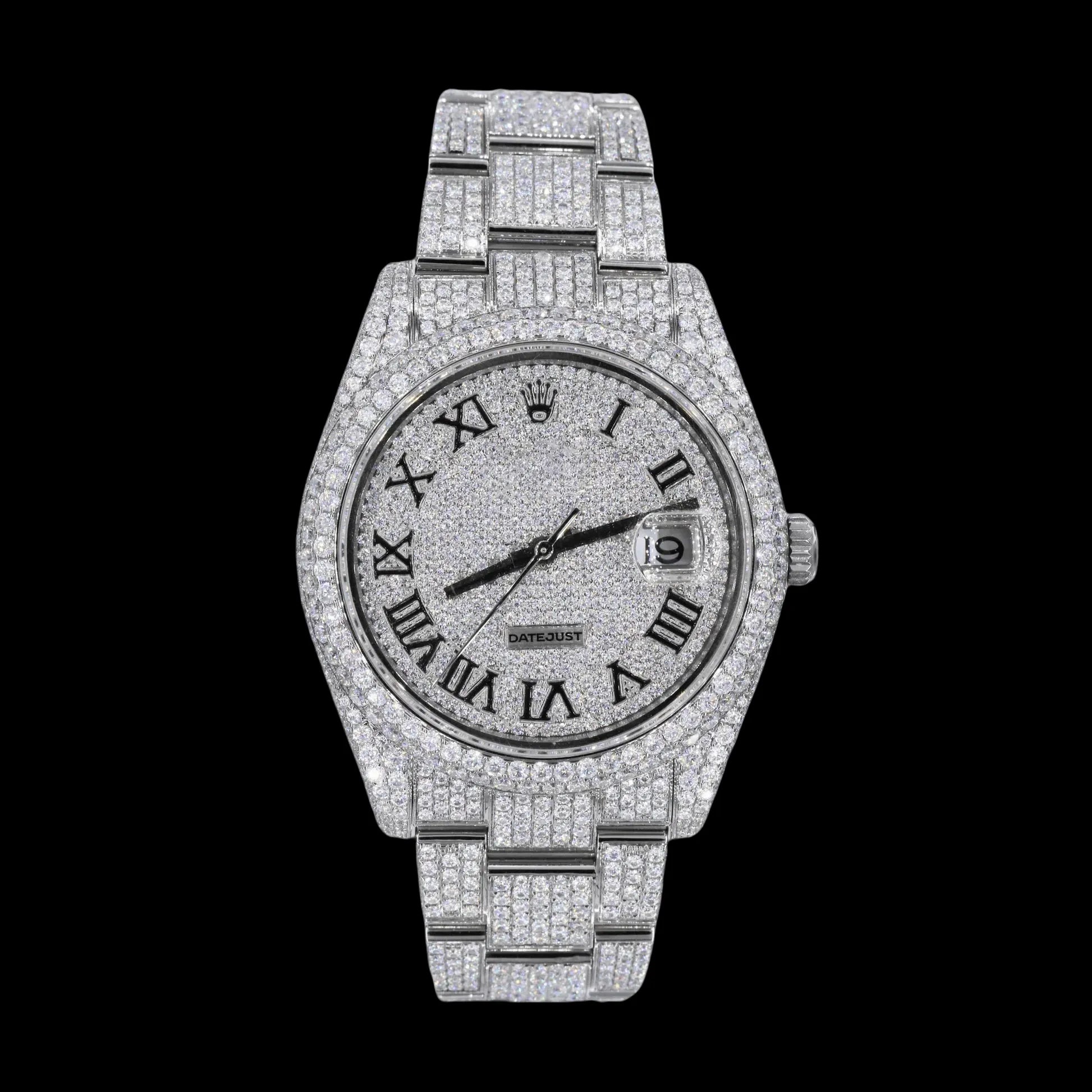 42MM Fully Iced Out Round Era® in White Gold, Color:14K White Plated - TONGSHOP